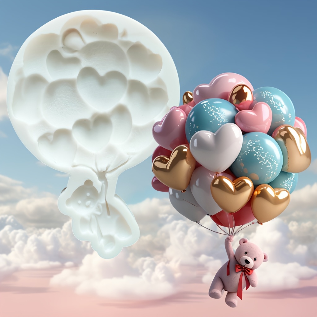 Soap Making Lye - Balloon Bear Heart Silicone Mold Fondant