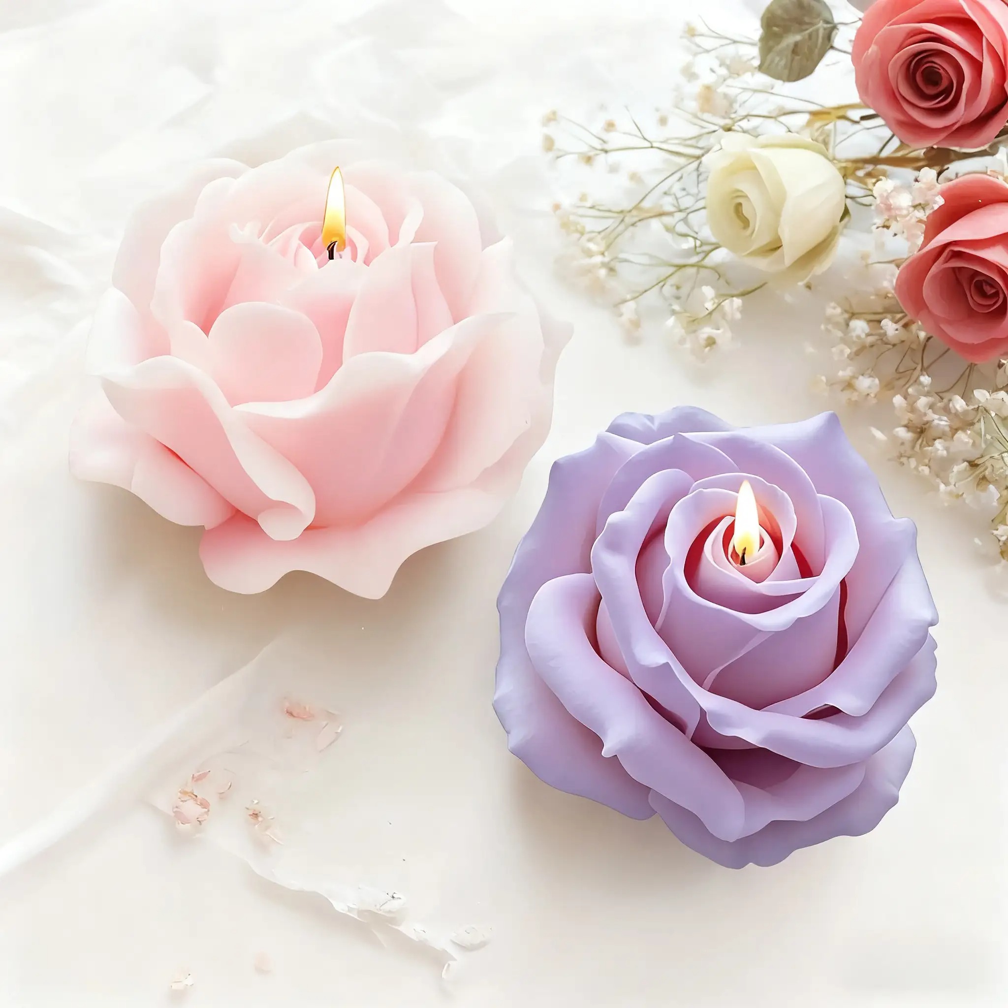 2-Piece Romantic 3D Rose Silic - Soap Making Additives ulasan dan harga