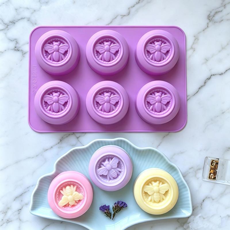 NEW 6 Holes Round Bees Pattern - Soap Making Additives ulasan dan harga