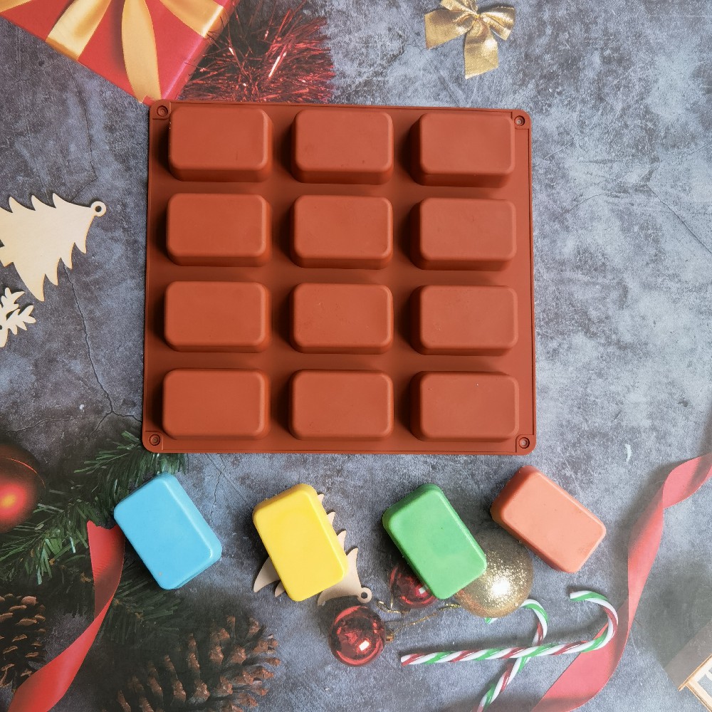12 Cavity Square Silicone Soap - Soap Making Lye ulasan dan harga