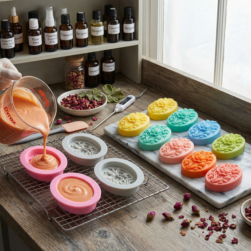 4 Silicone mold with flower sh - Soap Making Molds ulasan dan harga